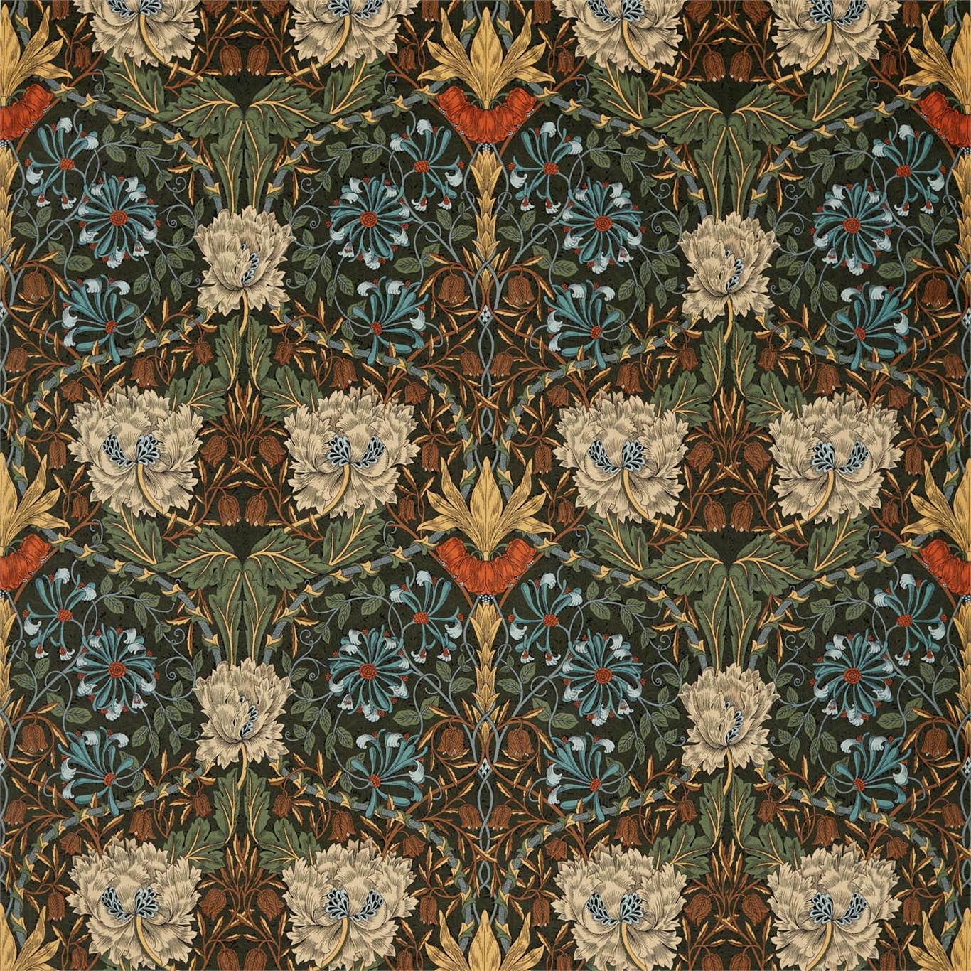 Ткань Honeysuckle and tulip velvet от Morris & Co